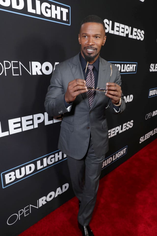 Jamie Foxx seen at Open Road Films' "Sleepless" Los Angeles Premiere at Regal LA LIVE on Thursday, Jan. 5, 2016, in Los Angeles. (Photo by Eric Charbonneau/Invision for Open Road Films/AP Images)
