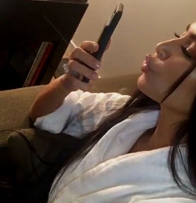 Kim Kardashian chats to Rob Kardashian and Blac Cyna on Snapchat from her hotel room October 2nd Source: Kim Kardashian Snapchat