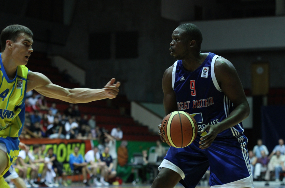 DNEPROPETROVSK, UKRAINE - AUG 29: Great Britain's Luol Deng drives towards Ukaine's basket on Aug 29, 2010 in Dnepropetrovsk. GBR lost to Ukraine 75:66 (Photo Credit: Oleksiy Naumov)   