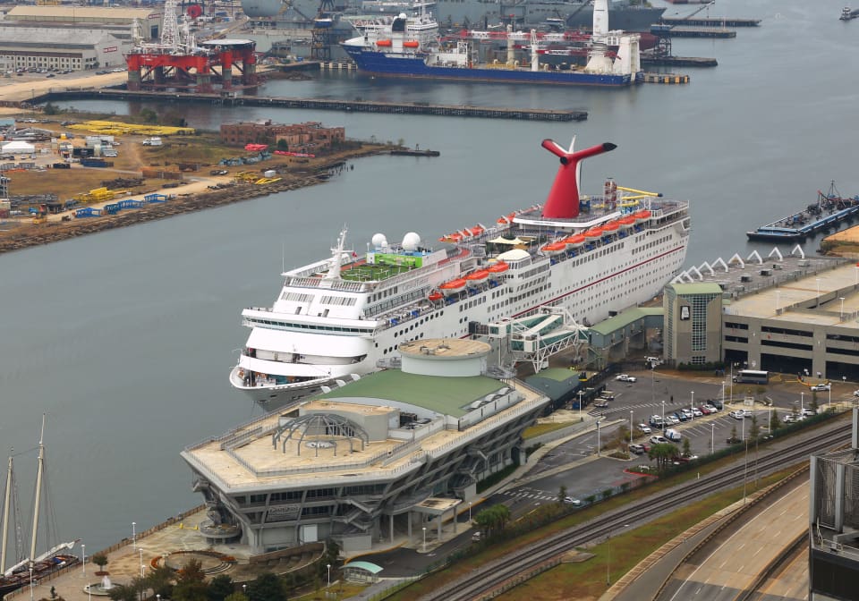 The city of Mobile, Ala., officially returns to the cruising business with the inaugural sailing of the Carnival Fantasy on Wednesday, Nov. 9, 2016. (Mike Kittrell)