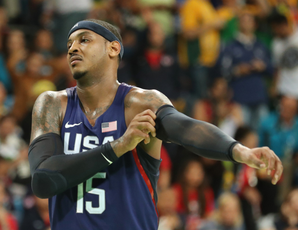 RIO DE JANEIRO, BRAZIL - AUGUST 10, 2016: Olympic champion Carmelo Anthony of Team USA in action at group A basketball match between Team USA and Australia of the Rio 2016 Olympic Games (Photo Credit: Leonard Zhukovsky)