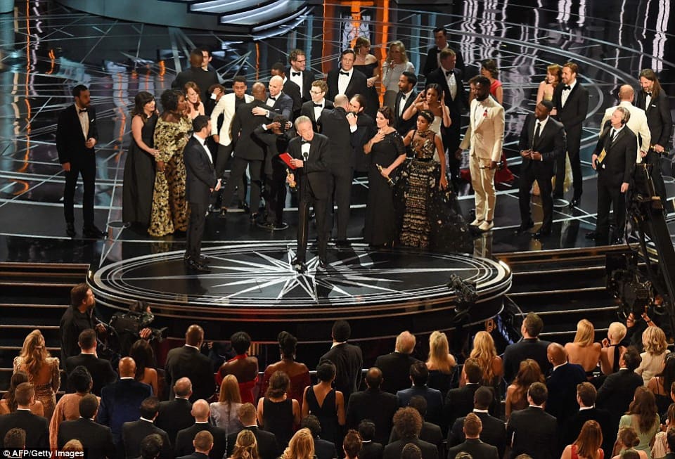 Casts of 'Moonlight' and 'La La Land' onstage during Best Picture announcement at the OscarsCasts of 'Moonlight' and 'La La Land' onstage during Best Picture announcement at the Oscars