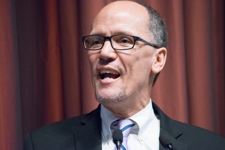 NEW YORK, USA - APRIL 13, 2016: US Labor Secretary Thomas Perez delivers a speech at the National Action Network 25th annual convention. (Photo Credit: Evan El-Amin )