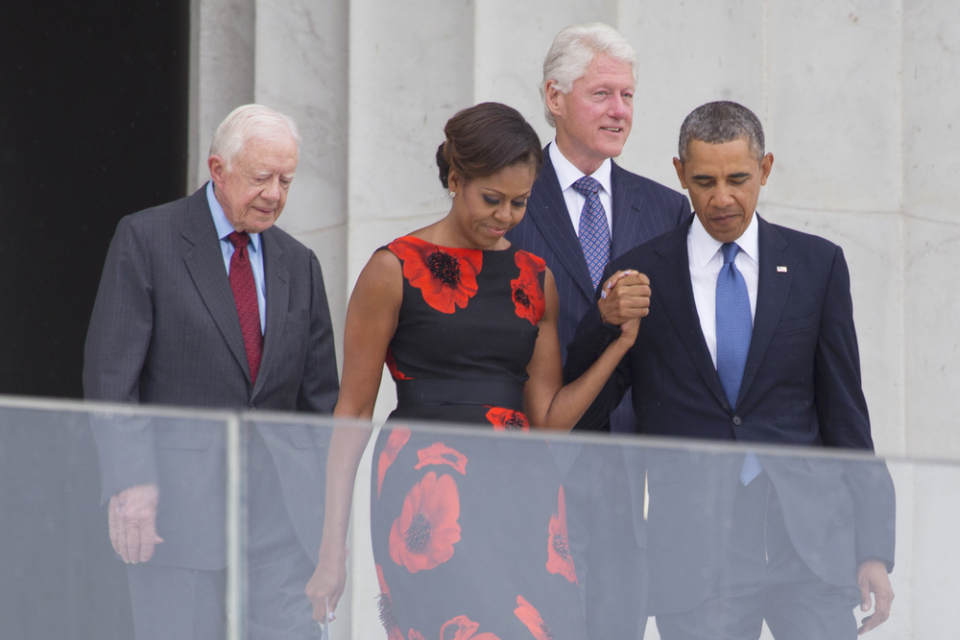 President Barack Obama, Michelle Obama, presidents Jimmy Carter and Bill Clinton commemorate the 50th anniversary of the March on Washington for Jobs and Freedom August 28, 2013 in Washington, DC. (Photo Credit: Joseph Sohm)