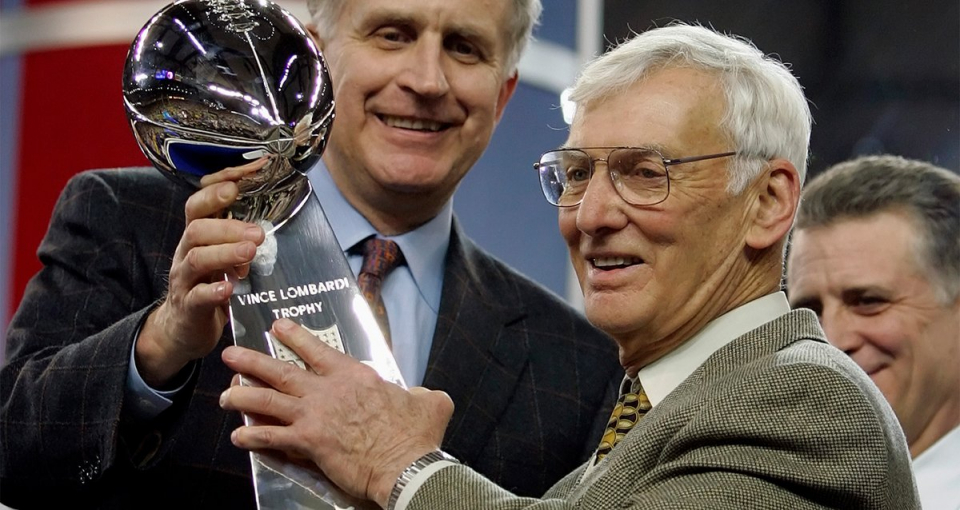 (Photo from @Steelers/ Twitter) Dan Rooney (pictured right) holds Vince Lombardi Trophy.