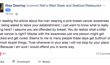 Atlanta man supporting breast cancer kicked out of Alabama restaurant