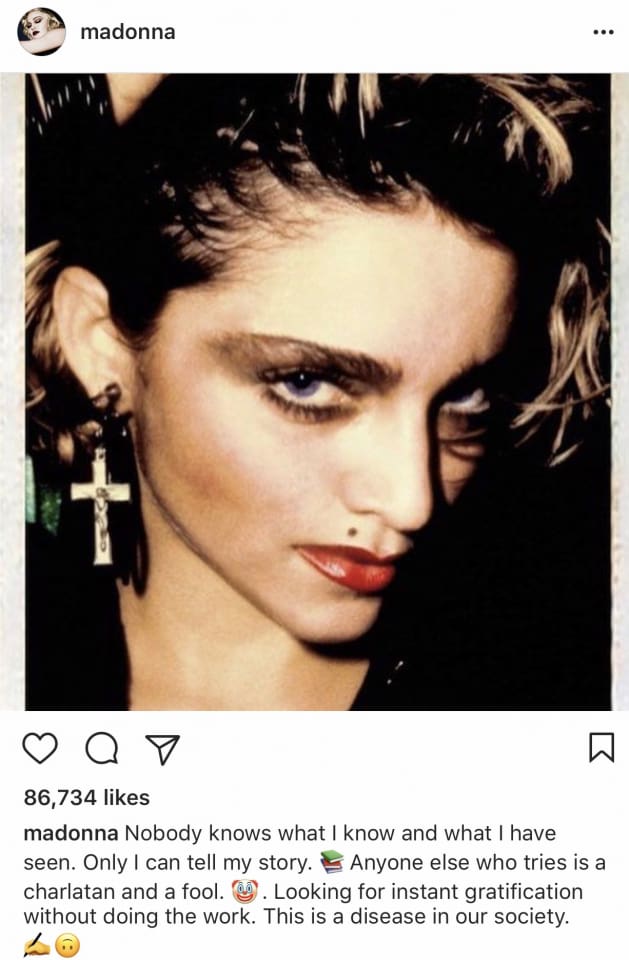 Via Madonnas Instagram @Madonna. The singer expresses her frustration with Blond Ambition biopic