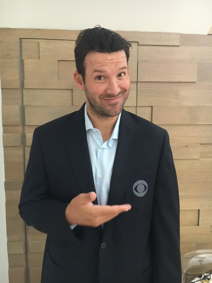 (Photo from @tonyromo/ Twitter) Tony Romo officially joined the CBS Broadcasting team as the network's lead analyst on April 4. 