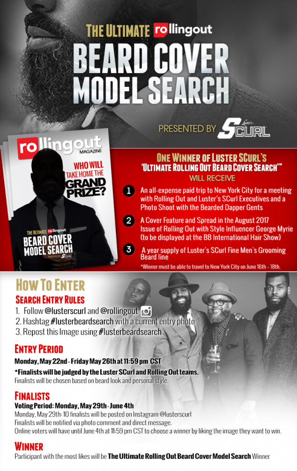 Luster SCurl presents the 'Ultimate rolling out Beard Cover Model Search'