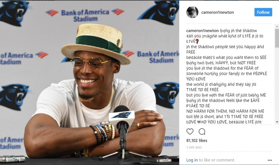 Microbe In beweging Portugees Cam Newton's Instagram post sparks coming out rumors - Rolling Out