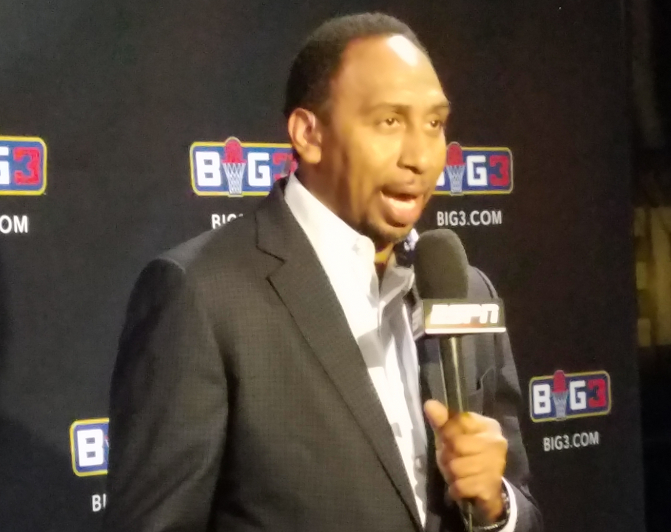 Stephen A. Smith doing a live ESPN segment at Wells Fargo Center (Photo by Derrel Jazz Johnson for Steed Media Service)