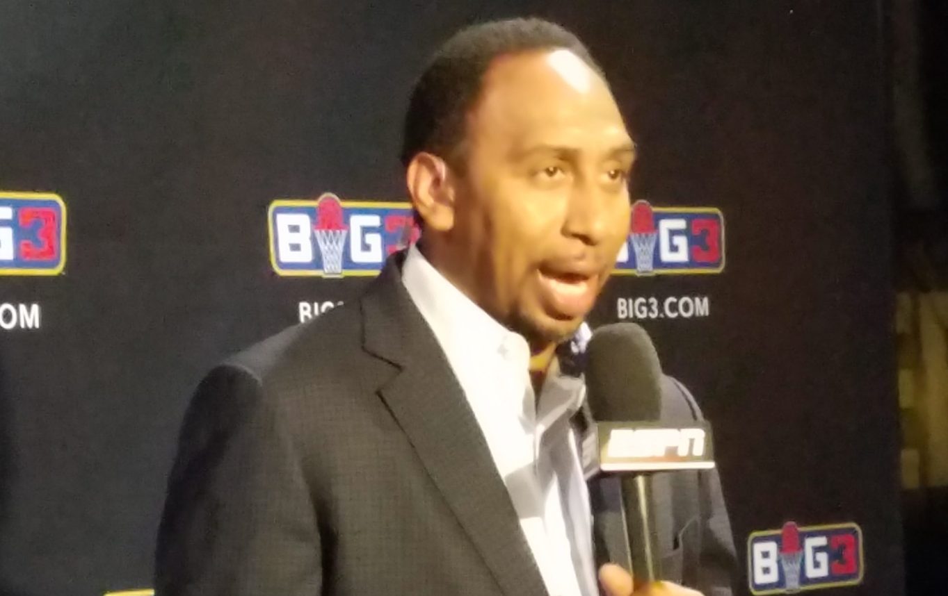 Stephen A. Smith doing a live ESPN segment at Wells Fargo Center (Photo by Derrel Jazz Johnson for Steed Media Service)