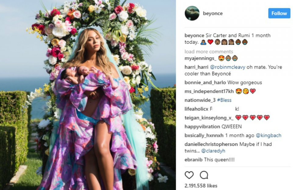 Beyoncé shares 1st picture of the Carter twins
