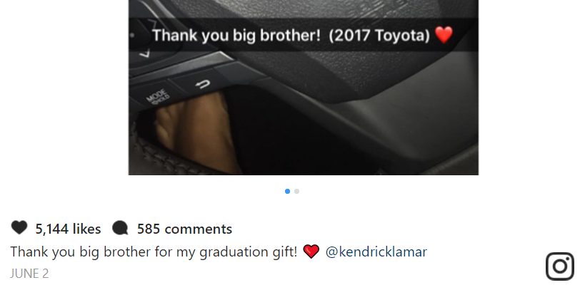 Kendrick Lamar responds to dragging for buying sister a practical car