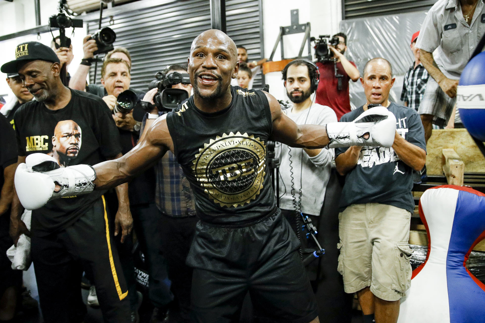 Floyd Mayweather workout yesterday (Photo credit: Esther Lin/SHOWTIME)