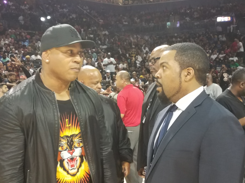 LL Cool J and Ice Cube at BIG3 game in Brooklyn (Photo by Derrel Johnson by Steed Media Service)