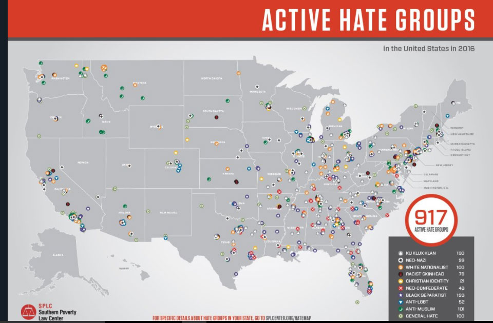 Active hate groups in America under Trump at 900-plus