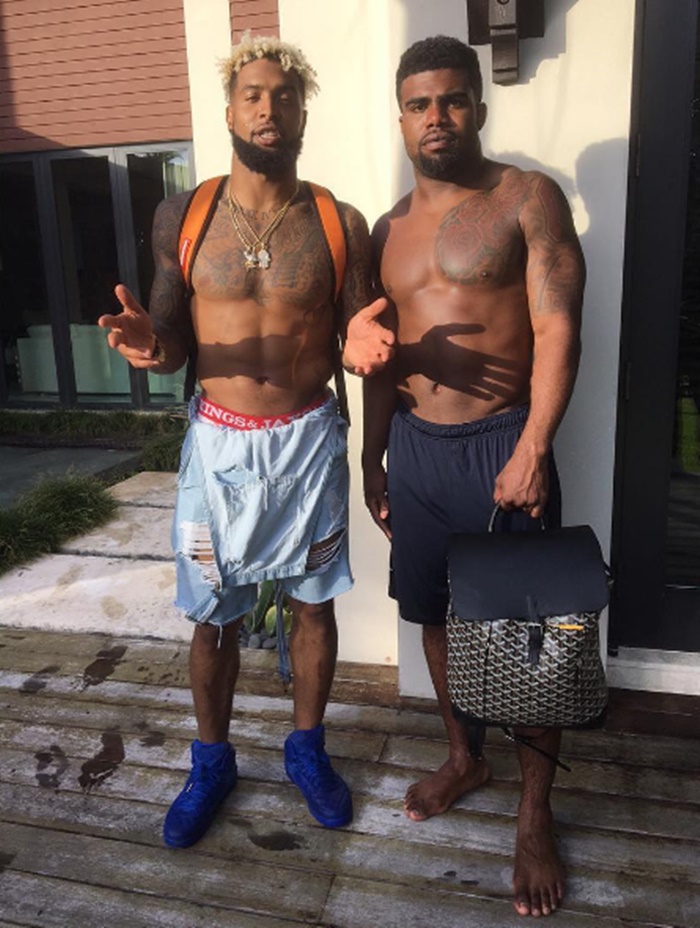 Ezekiel Elliott, right, with another troubled superstar, Odell Beckham Jr. 