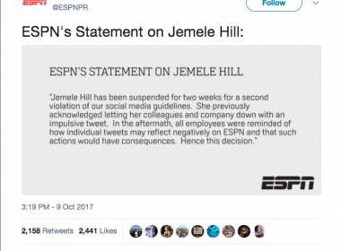 ESPN's Jemele Hill is suspended
