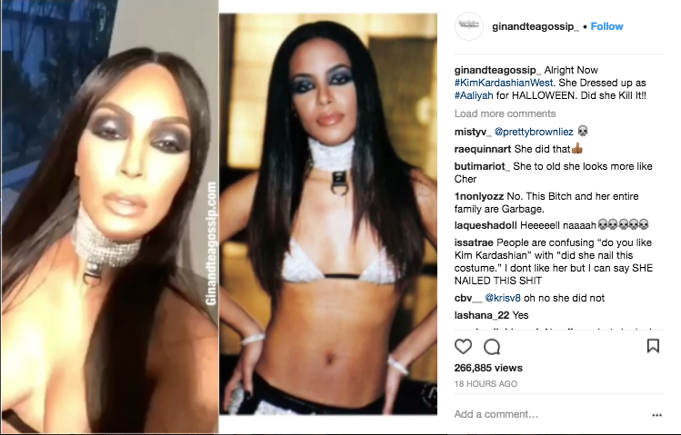 Kim Kardashian dresses as R&B singer Aaliyah for Halloween, yeah or nah?