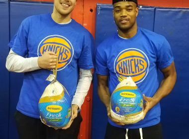 Doug McDermott and Jarrett Jack of the New York Knicks in Harlem (Photo by Derrel Jazz Johnson for Steed Media Service)
