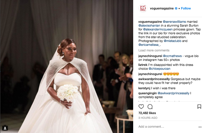 Serena Williams Shares Photo of Her Wedding Dress - Serena Williams