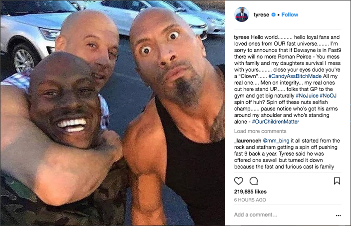 Tyrese's ultimatum to 'Fast 9' producers is nothing to laugh about