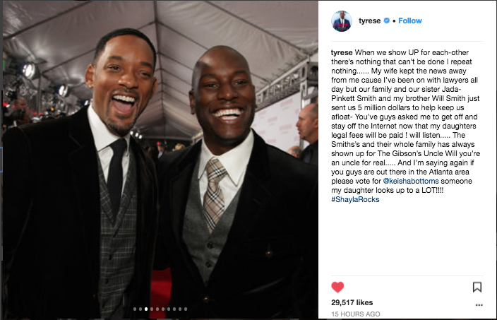 Tyrese begs for help, Will Smith gives him $5M