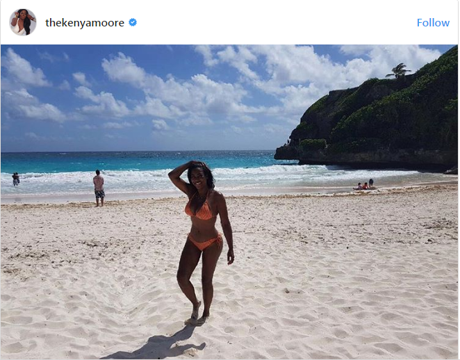 Kenya Moore in Barbados with husband Marc for this important reason
