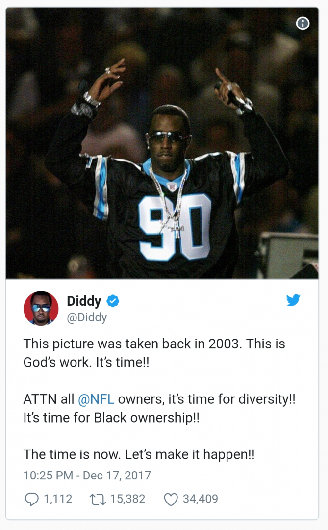 Diddy wants to buy the Carolina Panthers