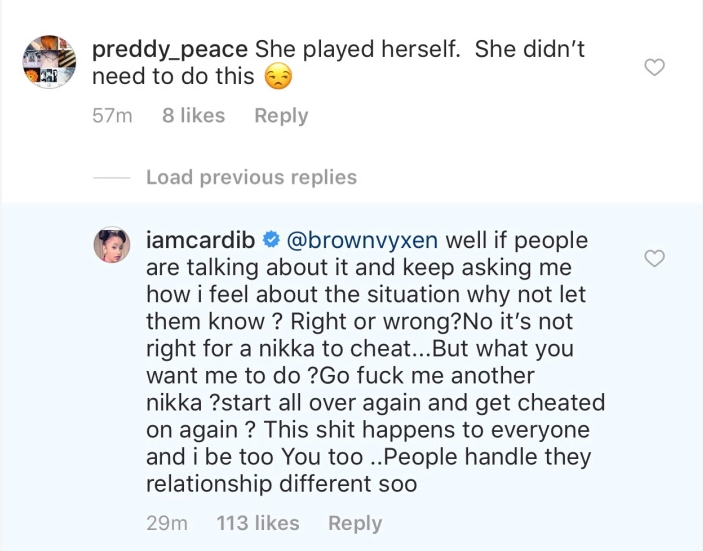 Cardi B blames herself for Offset's cheating ways