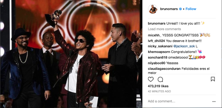 Bruno Mars makes a clean sweep at 60th Annual Grammy Awards