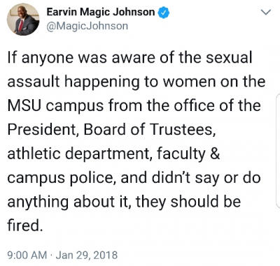 Magic Johnson demands Michigan State be accountable for sexual assaults