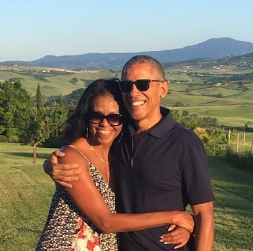 Barack and Michelle Obama celebrate their Oscar win