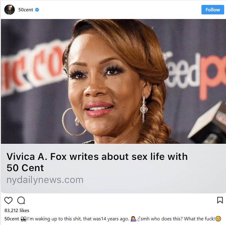 Vivica A. Fox said sex with 50 Cent was 'PG-13'; Curtis Jackson responds