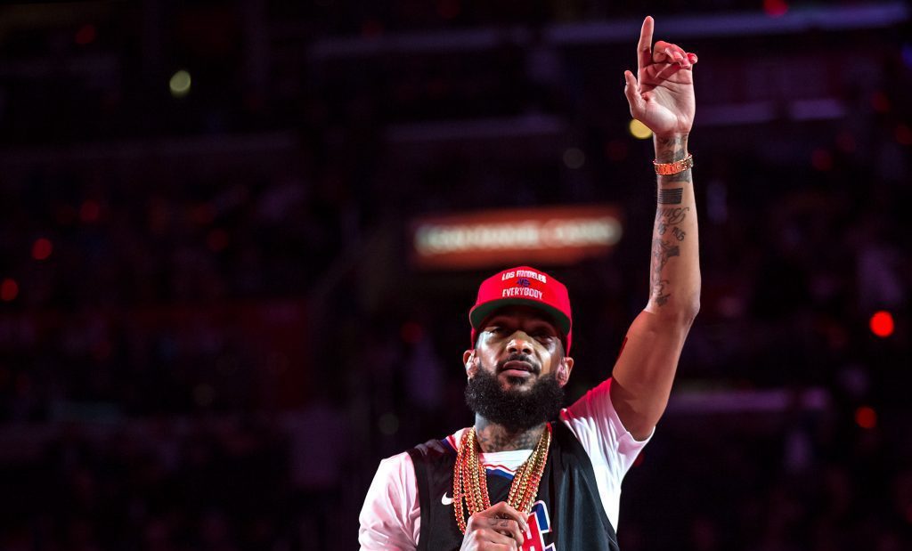 Nipsey Hussle lights up NBA halftime and brings out a special guest