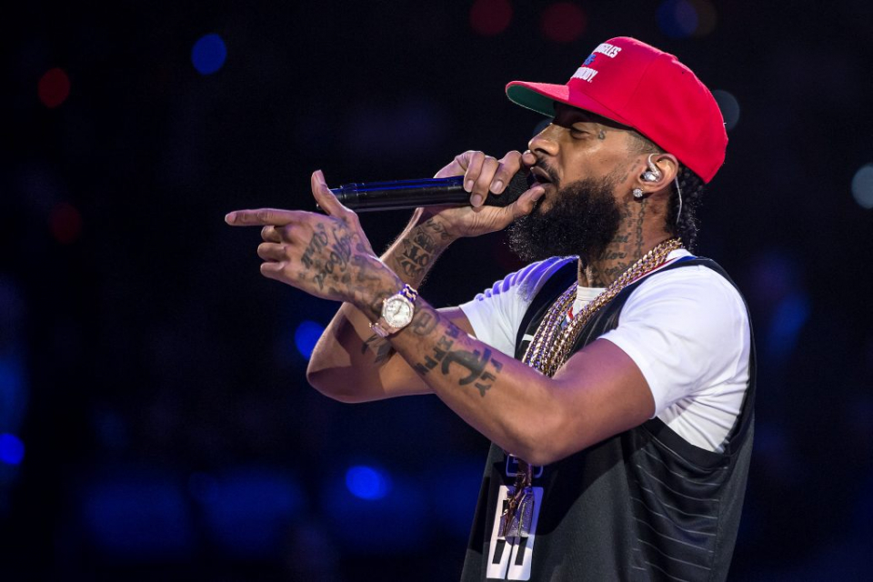 Nipsey Hussle lights up NBA halftime and brings out a special guest
