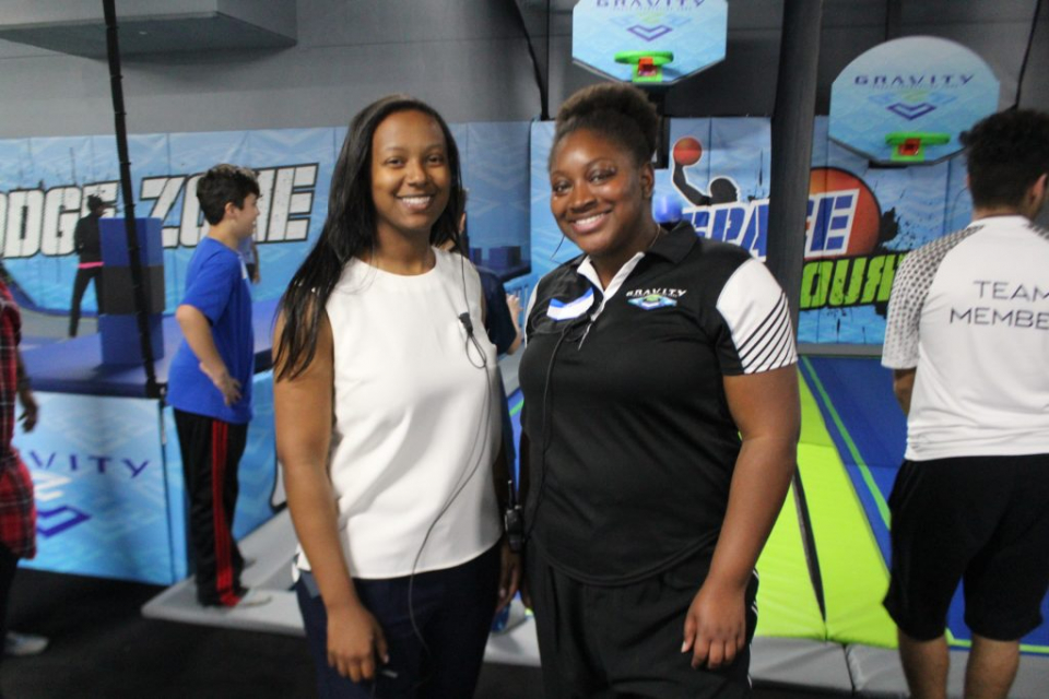 Dani and Dannah take over the grand opening of Gravity trampoline park