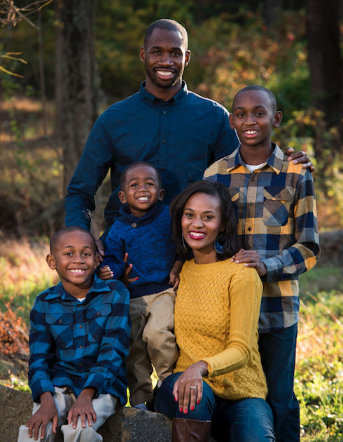 Jehava Brown, her husband and her three sons (Photo courtesy of Jehava Brown)