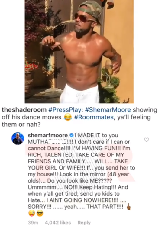 Shemar Moore blasts critics of his 'grandfather'-like dancing celebration