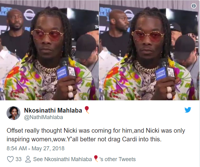 Offset disses Nicki Minaj for shading Cardi B relationship, Twitter explodes