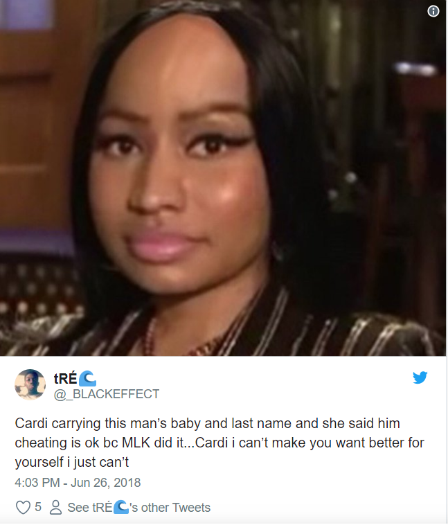 What?! Cardi B uses Martin Luther King Jr. to justify Offset's cheating ways