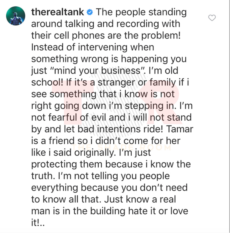 Tamar Braxton blasts Tank as a 'queen' for this reason