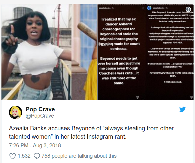 Azealia Banks savagely rips Beyoncé for allegedly stealing this