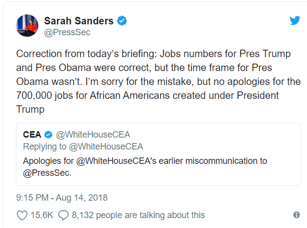 White House apologizes for lying about African American job growth