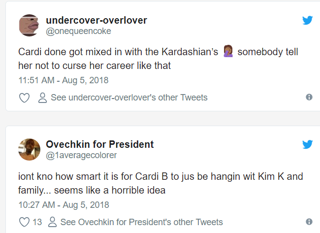 Fans warn Cardi B against hanging with the Kardashians for these reasons