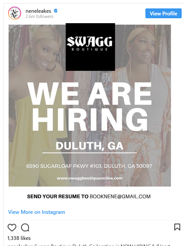 Looking for work RHOA star NeNe Leakes is hiring