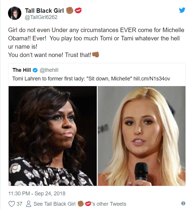 Black Twitter tells Tomi Lahren: You don't tell our Michelle Obama to sit down