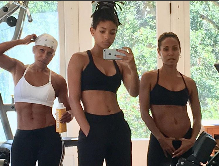 Glorious workout poses of Jada Pinkett Smith, her mother and daughter (photo)