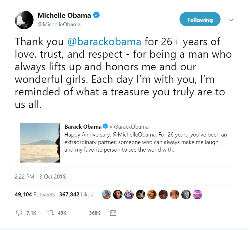 Barack and Michelle Obama celebrate their 20th anniversary this way